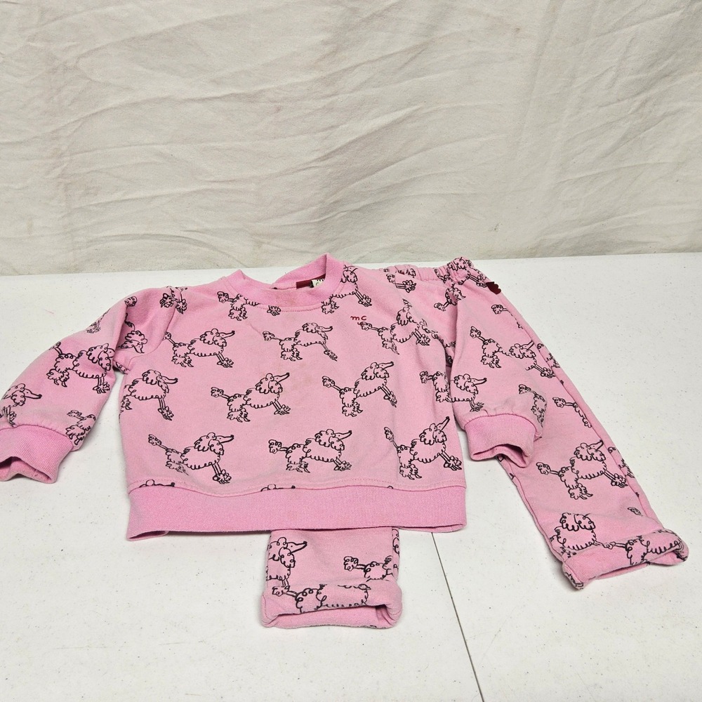 Mon Coeur Poodle Sweatshirt Pants Set Kids 18-24M Pink Recycled Cotton Portugal